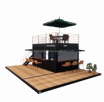 10ft 20ft Twee verdiepingen Pop-up Container Bar ontworpen met Modern Design Style en Aluminium Alloy Windows