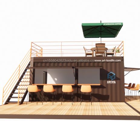 10ft 20ft Twee verdiepingen Pop-up Container Bar ontworpen met Modern Design Style en Aluminium Alloy Windows