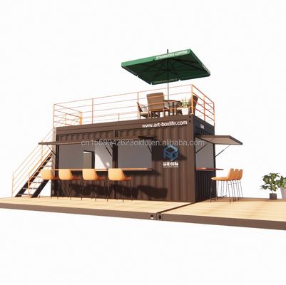 10ft 20ft Twee verdiepingen Pop-up Container Bar ontworpen met Modern Design Style en Aluminium Alloy Windows