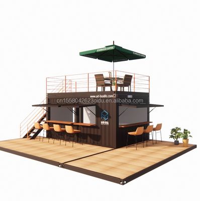 10ft 20ft Twee verdiepingen Pop-up Container Bar ontworpen met Modern Design Style en Aluminium Alloy Windows