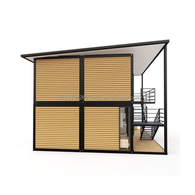 Aluminiumlegeringsvensters Gemodificeerde scheepvaartcontainer Voorafgebouwde houten vakantiehuizen voor familievakantie op het platteland