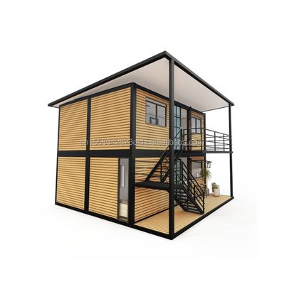 Aluminiumlegeringsvensters Gemodificeerde scheepvaartcontainer Voorafgebouwde houten vakantiehuizen voor familievakantie op het platteland