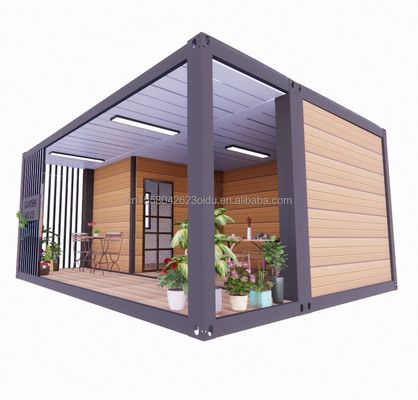Gepersonaliseerde kleur 20ft Houten huis met luxe tuin Studio Vlak pakket Container en mobiele bar Materialen gebruikt