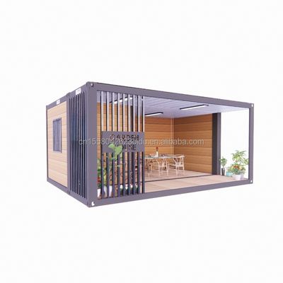 Gepersonaliseerde kleur 20ft Houten huis met luxe tuin Studio Vlak pakket Container en mobiele bar Materialen gebruikt