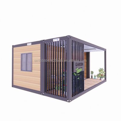 Gepersonaliseerde kleur 20ft Houten huis met luxe tuin Studio Vlak pakket Container en mobiele bar Materialen gebruikt
