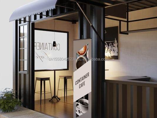 Prefab sandwichpaneelcontainer restaurant 20ft 40ft modulair huis huizen voor aangepaste mobiele verzending bar in koffiewinkels