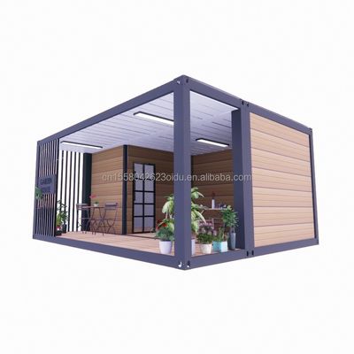 Gepersonaliseerde kleur 20ft Houten huis met luxe tuin Studio Vlak pakket Container en mobiele bar Materialen gebruikt