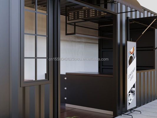 Prefab sandwichpaneelcontainer restaurant 20ft 40ft modulair huis huizen voor aangepaste mobiele verzending bar in koffiewinkels