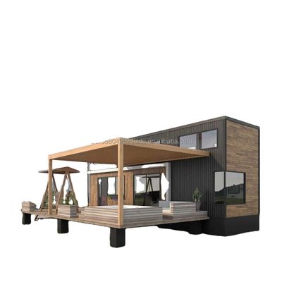 Modern ontwerp geprefabriceerd houten containerhuis uitbreidbaar kantoor met stalen frame en gegalvaniseerd stalen buigwerk 180g