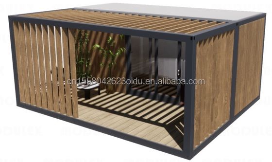 20ft Luxe Prefab Houten Huis met Keuken Badkamer en Outdoor BBQ Flat Pack Eenvoudige Installatie Materialen
