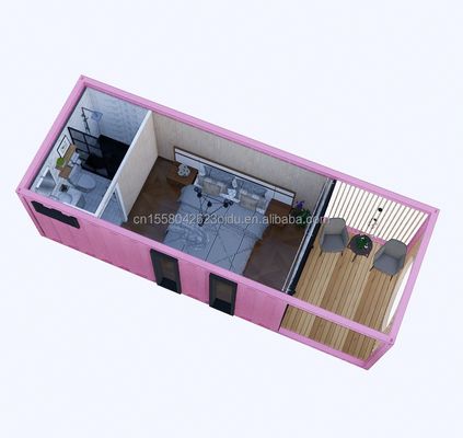Aluminiumlegering Vensters 3 slaapkamer Container woning met verpakking en wave sandwich paneel muren