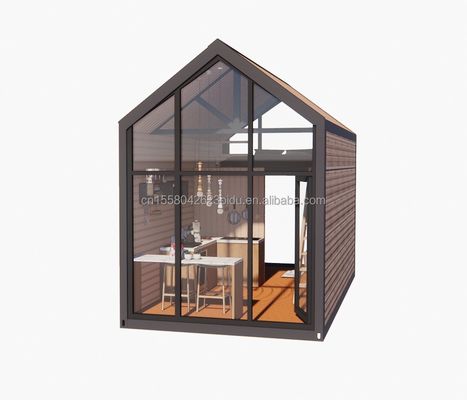 Afneembare houten mobiele woning met 50/75/100 mm wave sandwichpaneel muren en moderne design stijl