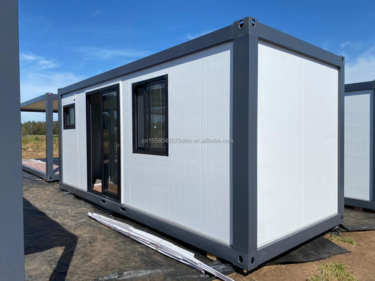 Luxe voorgefabriceerde container woonstyl platte verpakking mobiele woning met houten uitstraling moderne ontwerp stijl