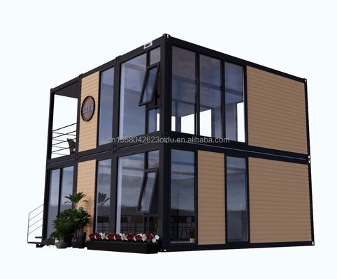 Moderne houten uitstraling platte verpakking mobiele huis staal frame gegalvaniseerd stalen buigwerk 180g voor 10ft 20ft container