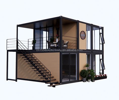 Moderne houten uitstraling platte verpakking mobiele huis staal frame gegalvaniseerd stalen buigwerk 180g voor 10ft 20ft container