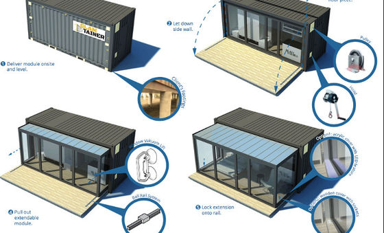 Gepersonaliseerde kleur 20ft Shipping Container Bar Prefabricated House Drawer Type Push-Pull Expansion Container Huis Woonkamer