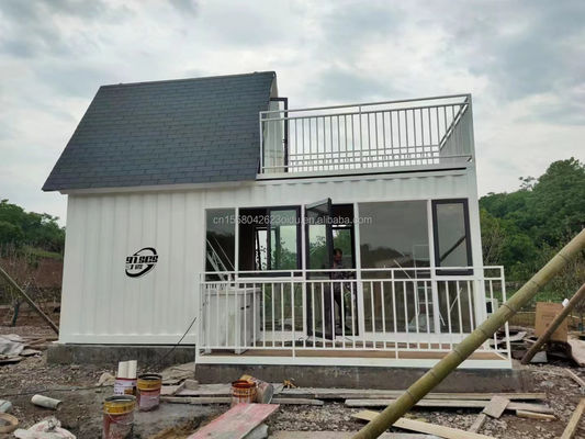 Hotel staalframe gegalvaniseerd stalen buigbaar platte verpakkingscontainer voor 20ft medische kliniek isolatie kamer wit aangepast glazen huis